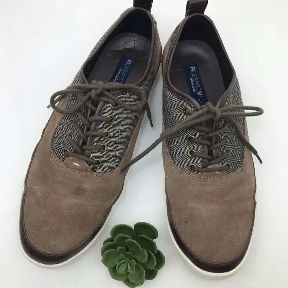 Roberto Vasi Brown Suede and Tweed Lace Up Casual Shoes